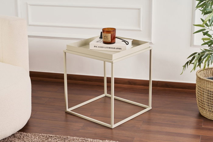Hanah Home Mesa de Café SHB-018-B, 100% Metal, Color Topo, 45 x 45 x 52 cm